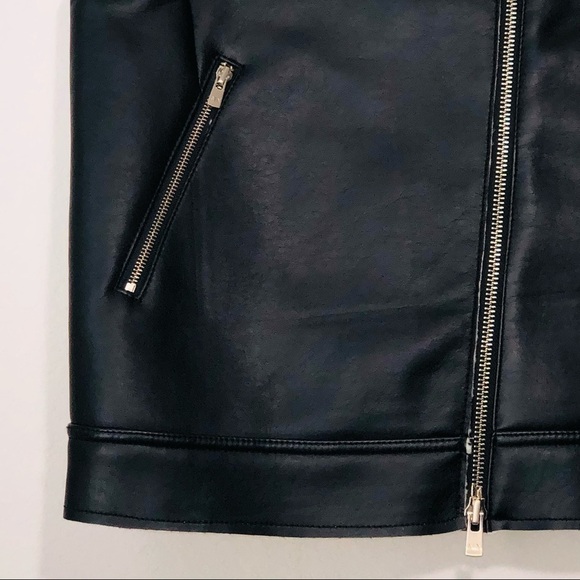 A|X Armani Exchange Biker Faux Shearling Leather Moto Jacket Long Vest size L - Picture 10 of 16